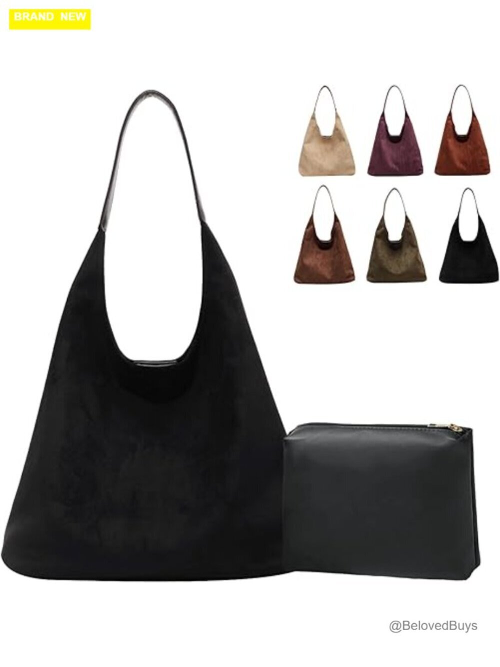 Faux Suede Tote Bag Slouchy Hobo Handbag Shoulder Bag
